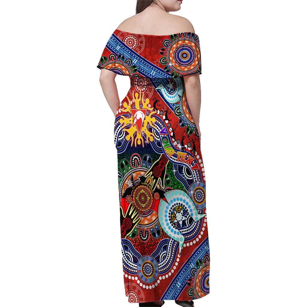 Custom NAIDOC Week 2024 Sydney Swans Family Matching Off Shoulder Maxi Dress and Hawaiian Shirt Australia Aboriginal Dot Painting
