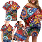 Custom NAIDOC Week 2024 Sydney Swans Family Matching Off Shoulder Short Dress and Hawaiian Shirt Australia Aboriginal Dot Painting