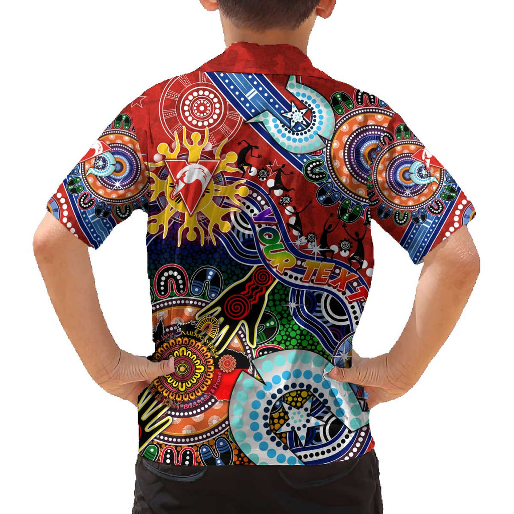 Custom NAIDOC Week 2024 Sydney Swans Family Matching Off Shoulder Short Dress and Hawaiian Shirt Australia Aboriginal Dot Painting