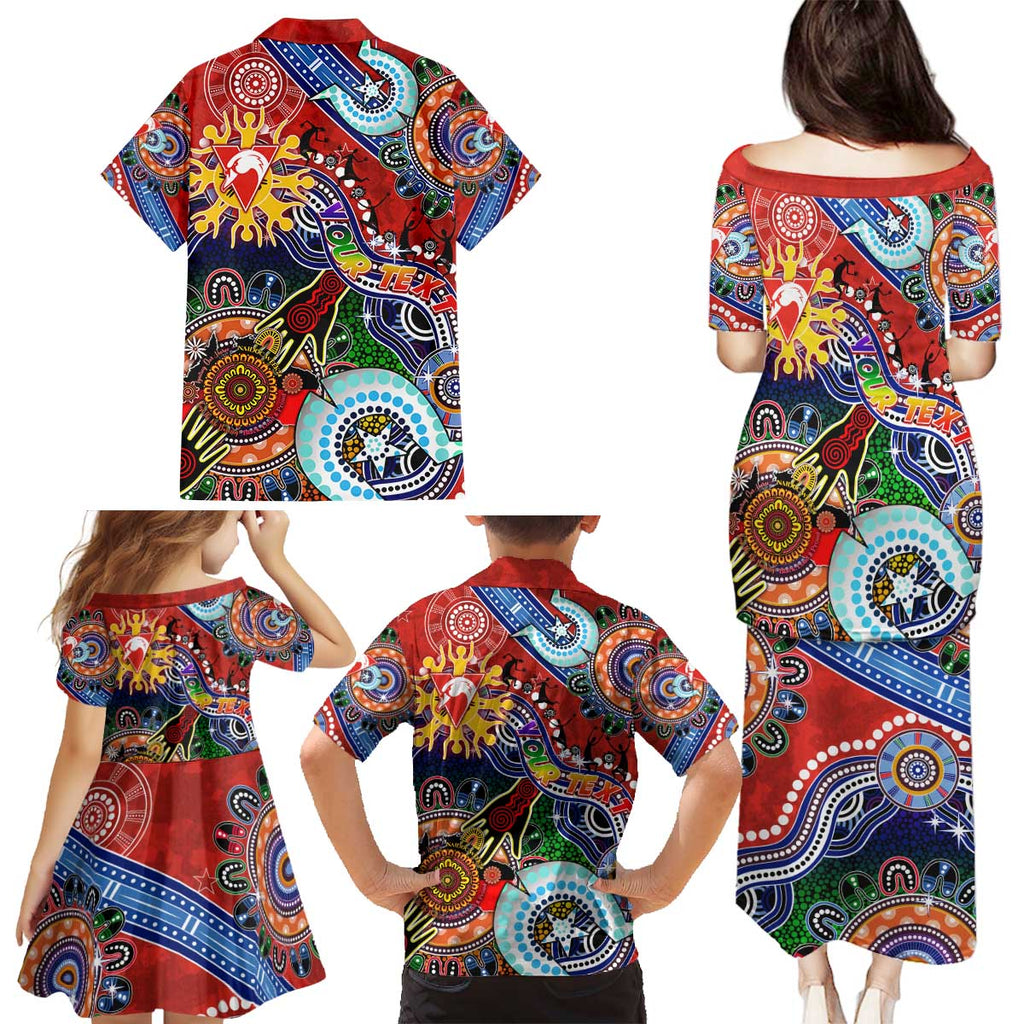 Custom NAIDOC Week 2024 Sydney Swans Family Matching Puletasi and Hawaiian Shirt Australia Aboriginal Dot Painting