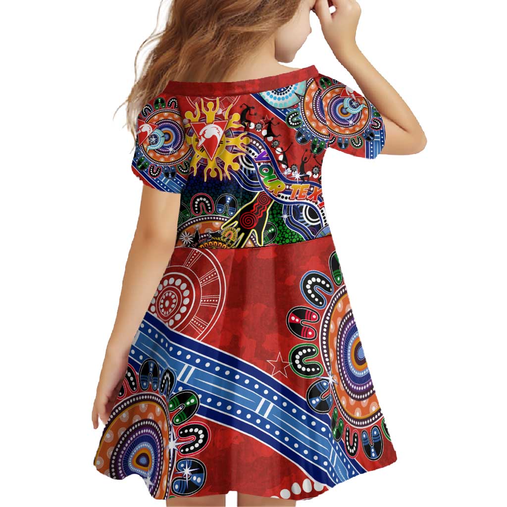 Custom NAIDOC Week 2024 Sydney Swans Family Matching Short Sleeve Bodycon Dress and Hawaiian Shirt Australia Aboriginal Dot Painting