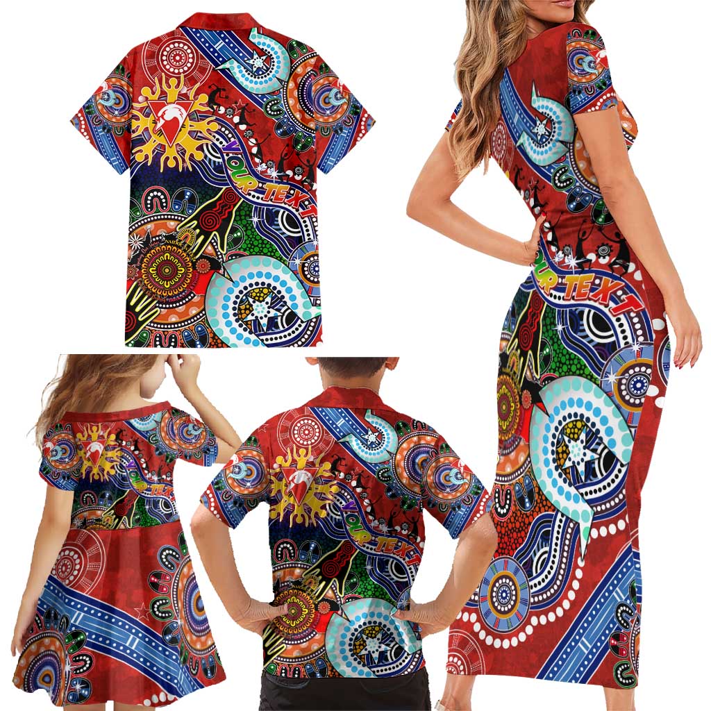 Custom NAIDOC Week 2024 Sydney Swans Family Matching Short Sleeve Bodycon Dress and Hawaiian Shirt Australia Aboriginal Dot Painting