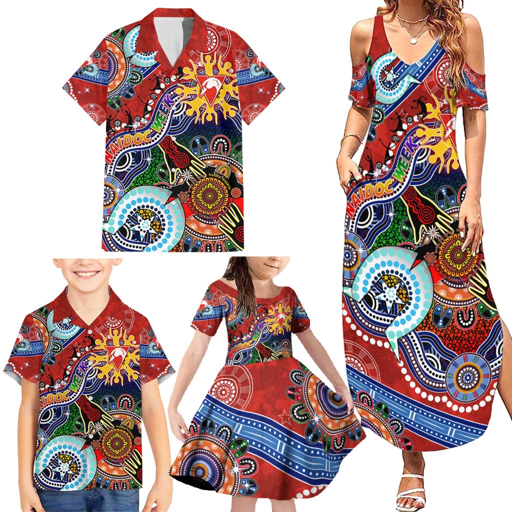 Custom NAIDOC Week 2024 Sydney Swans Family Matching Summer Maxi Dress and Hawaiian Shirt Australia Aboriginal Dot Painting