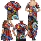 Custom NAIDOC Week 2024 Sydney Swans Family Matching Summer Maxi Dress and Hawaiian Shirt Australia Aboriginal Dot Painting