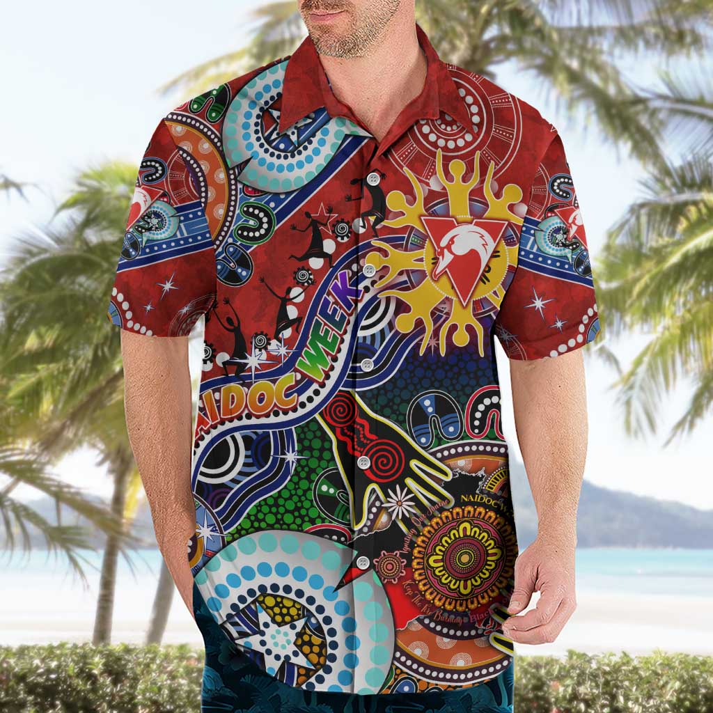 Custom NAIDOC Week 2024 Sydney Swans Hawaiian Shirt Australia Aboriginal Dot Painting