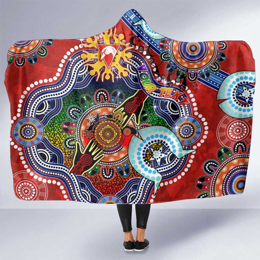 Custom NAIDOC Week 2024 Sydney Swans Hooded Blanket Australia Aboriginal Dot Painting