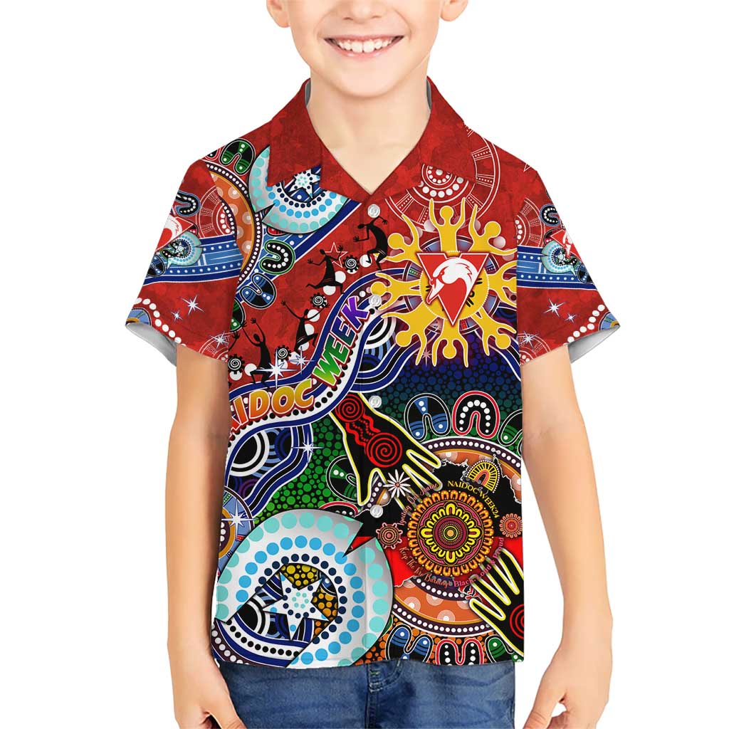 Custom NAIDOC Week 2024 Sydney Swans Kid Hawaiian Shirt Australia Aboriginal Dot Painting