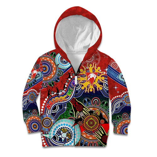 Custom NAIDOC Week 2024 Sydney Swans Kid Hoodie Australia Aboriginal Dot Painting