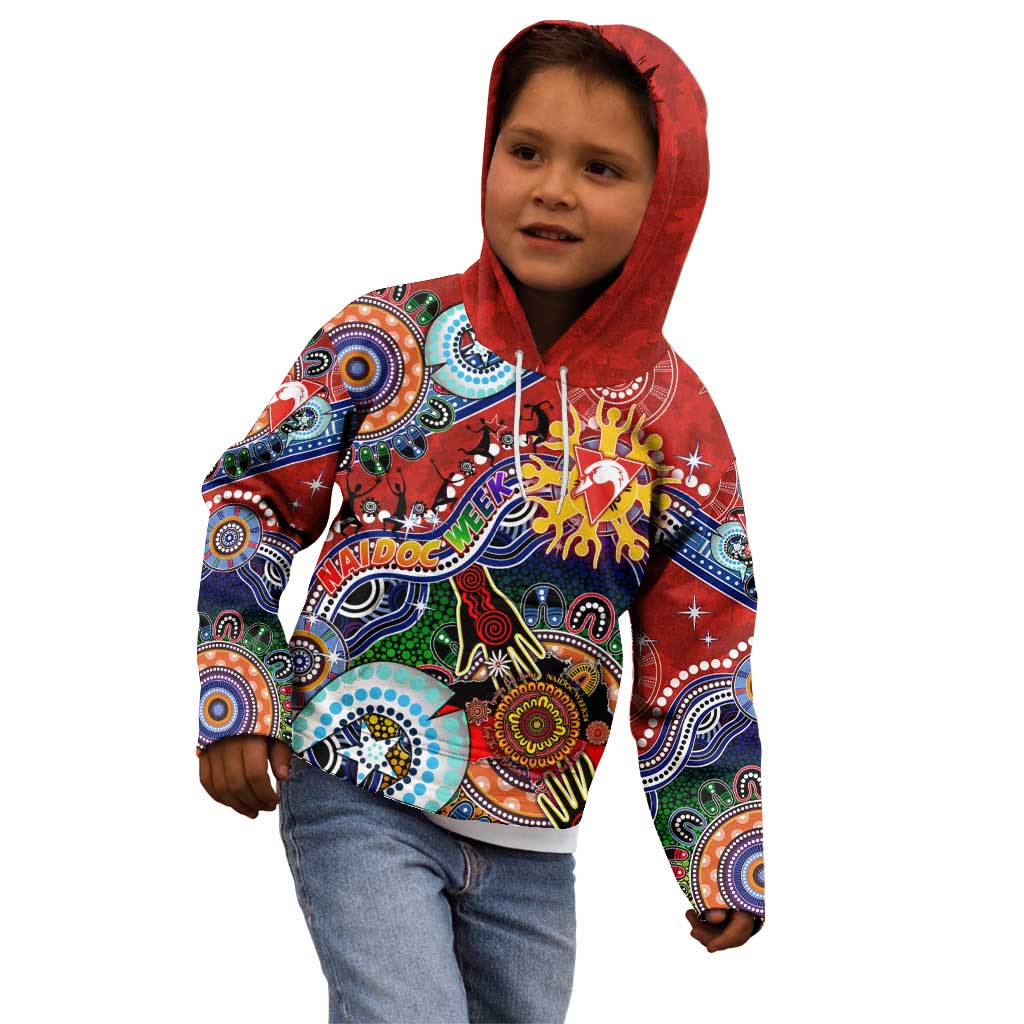 Custom NAIDOC Week 2024 Sydney Swans Kid Hoodie Australia Aboriginal Dot Painting