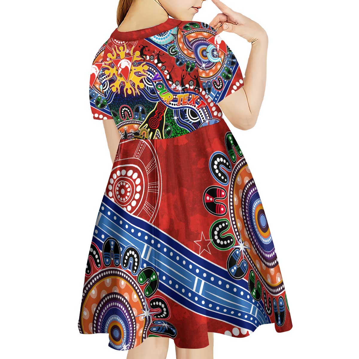 Custom NAIDOC Week 2024 Sydney Swans Kid Short Sleeve Dress Australia Aboriginal Dot Painting