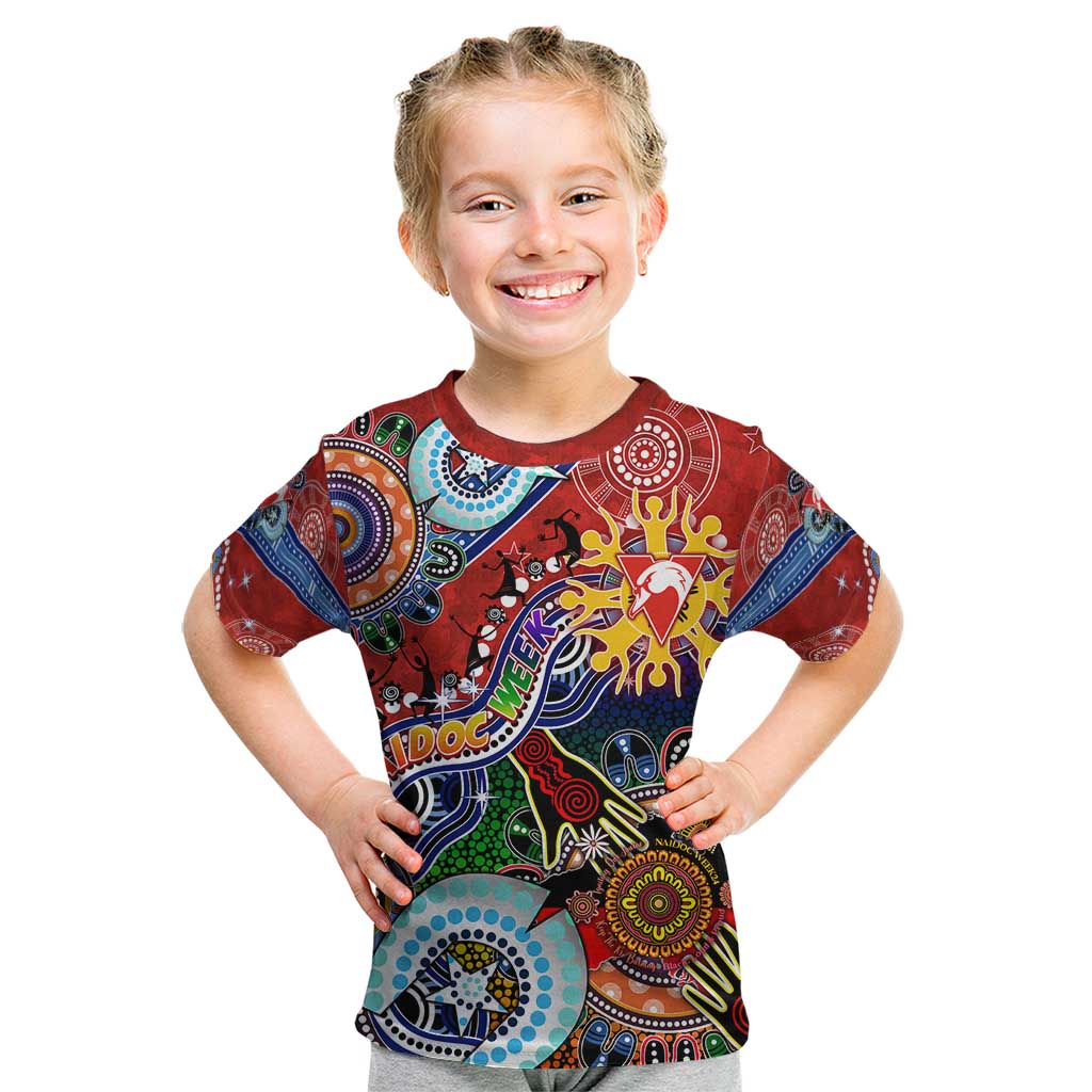 Custom NAIDOC Week 2024 Sydney Swans Kid T Shirt Australia Aboriginal Dot Painting