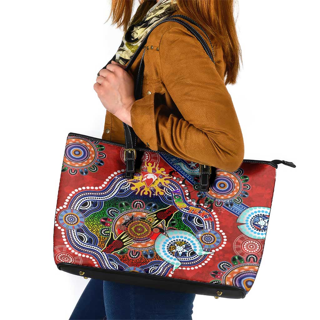 Custom NAIDOC Week 2024 Sydney Swans Leather Tote Bag Australia Aboriginal Dot Painting