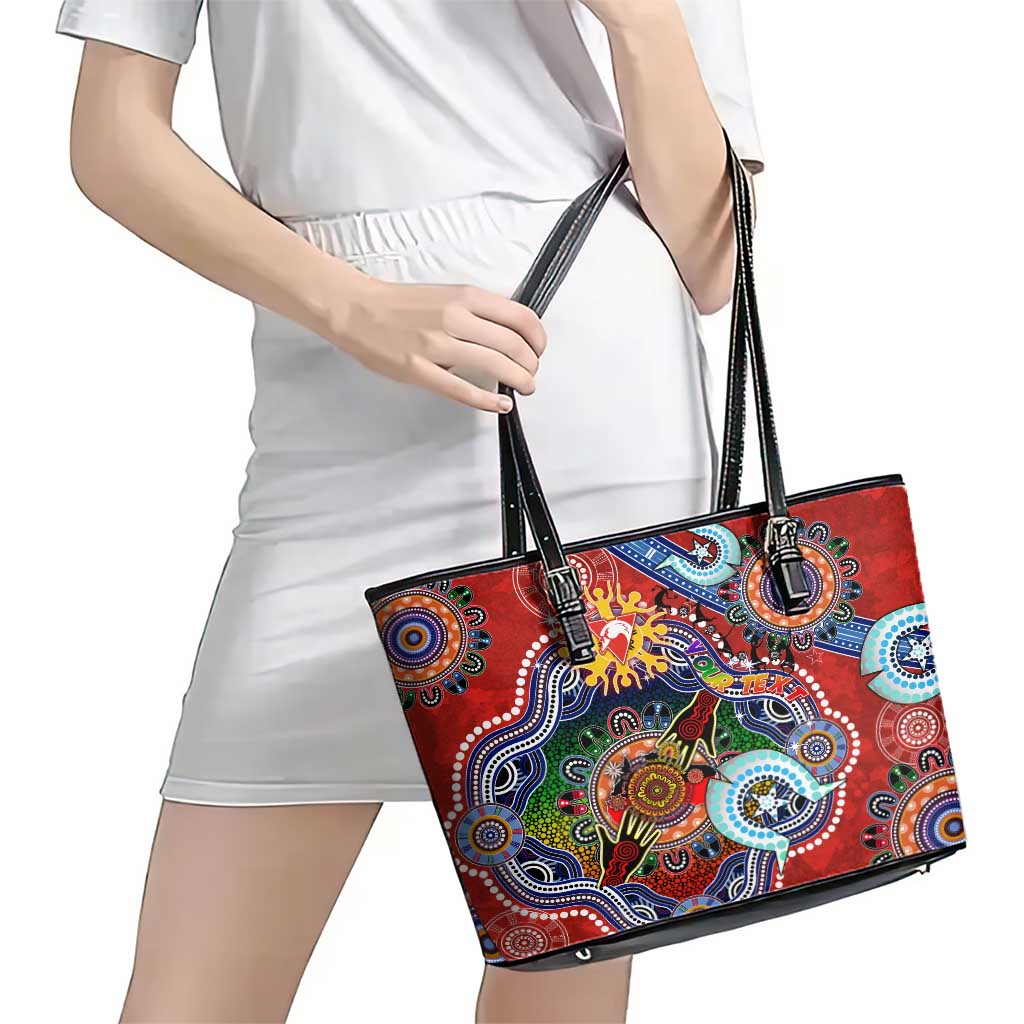 Custom NAIDOC Week 2024 Sydney Swans Leather Tote Bag Australia Aboriginal Dot Painting