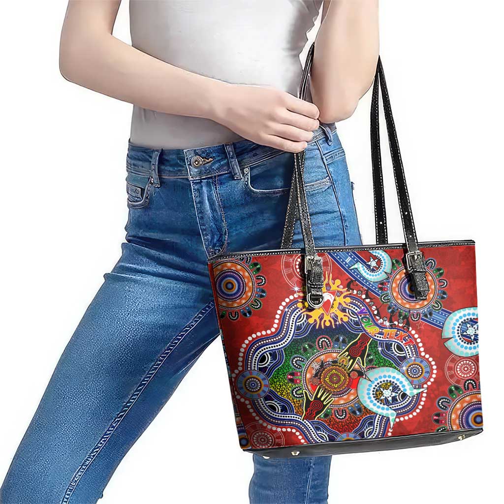 Custom NAIDOC Week 2024 Sydney Swans Leather Tote Bag Australia Aboriginal Dot Painting