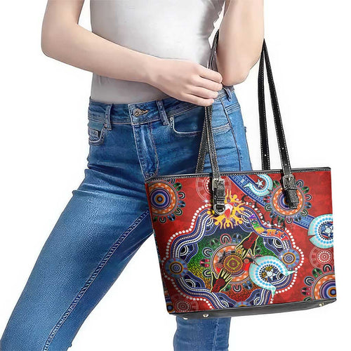 Custom NAIDOC Week 2024 Sydney Swans Leather Tote Bag Australia Aboriginal Dot Painting