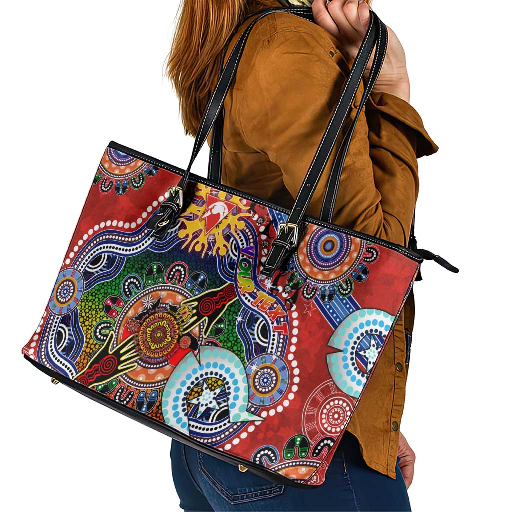 Custom NAIDOC Week 2024 Sydney Swans Leather Tote Bag Australia Aboriginal Dot Painting