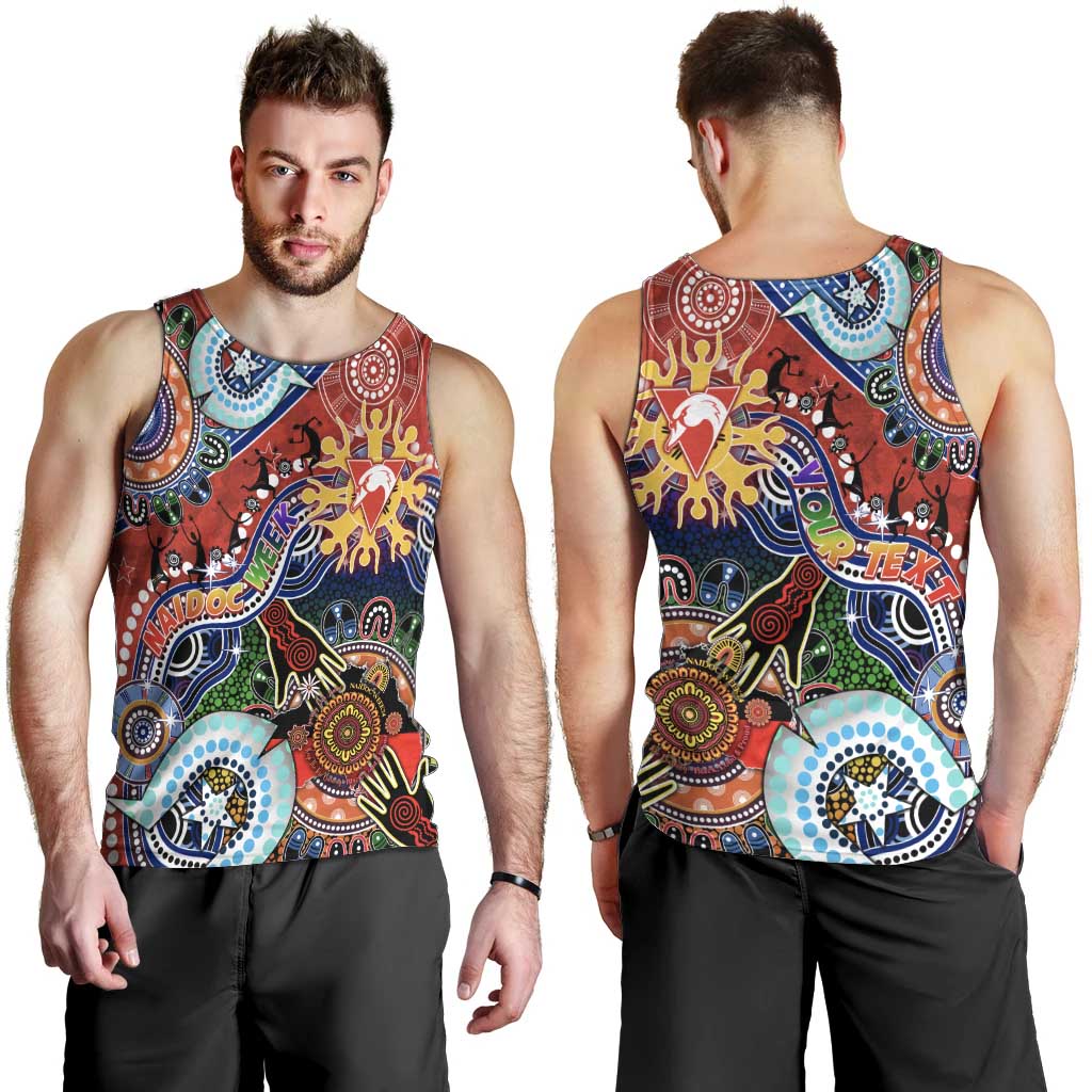 Custom NAIDOC Week 2024 Sydney Swans Men Tank Top Australia Aboriginal Dot Painting