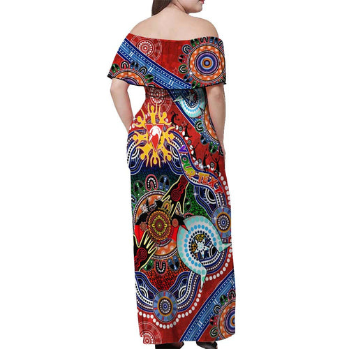 Custom NAIDOC Week 2024 Sydney Swans Off Shoulder Maxi Dress Australia Aboriginal Dot Painting