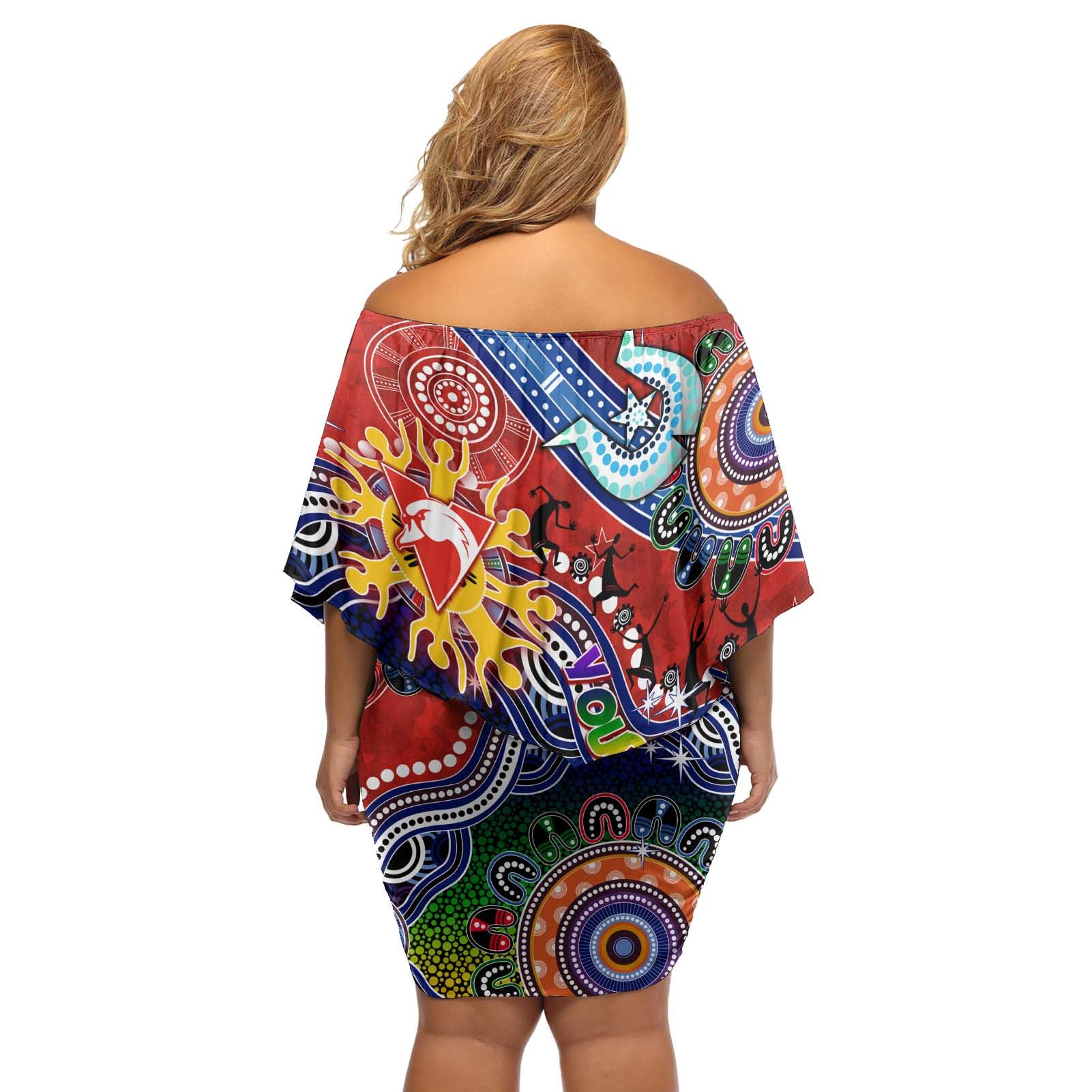 Custom NAIDOC Week 2024 Sydney Swans Off Shoulder Short Dress Australia Aboriginal Dot Painting
