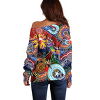 Custom NAIDOC Week 2024 Sydney Swans Off Shoulder Sweater Australia Aboriginal Dot Painting