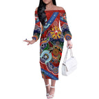 Custom NAIDOC Week 2024 Sydney Swans Off The Shoulder Long Sleeve Dress Australia Aboriginal Dot Painting
