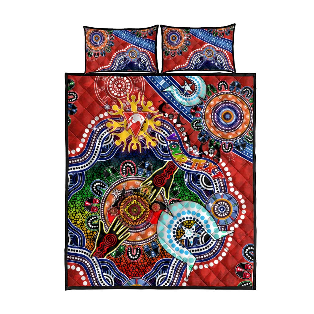 Custom NAIDOC Week 2024 Sydney Swans Quilt Bed Set Australia Aboriginal Dot Painting