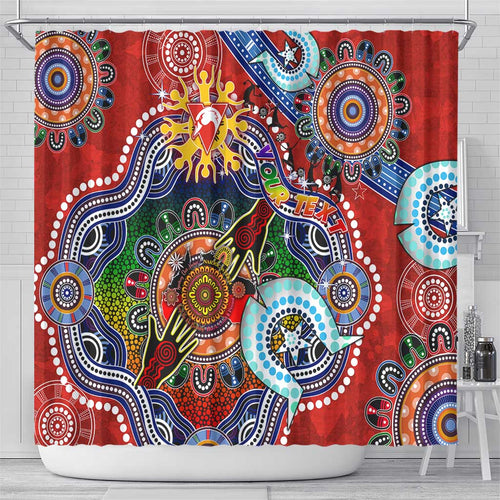 Custom NAIDOC Week 2024 Sydney Swans Shower Curtain Australia Aboriginal Dot Painting
