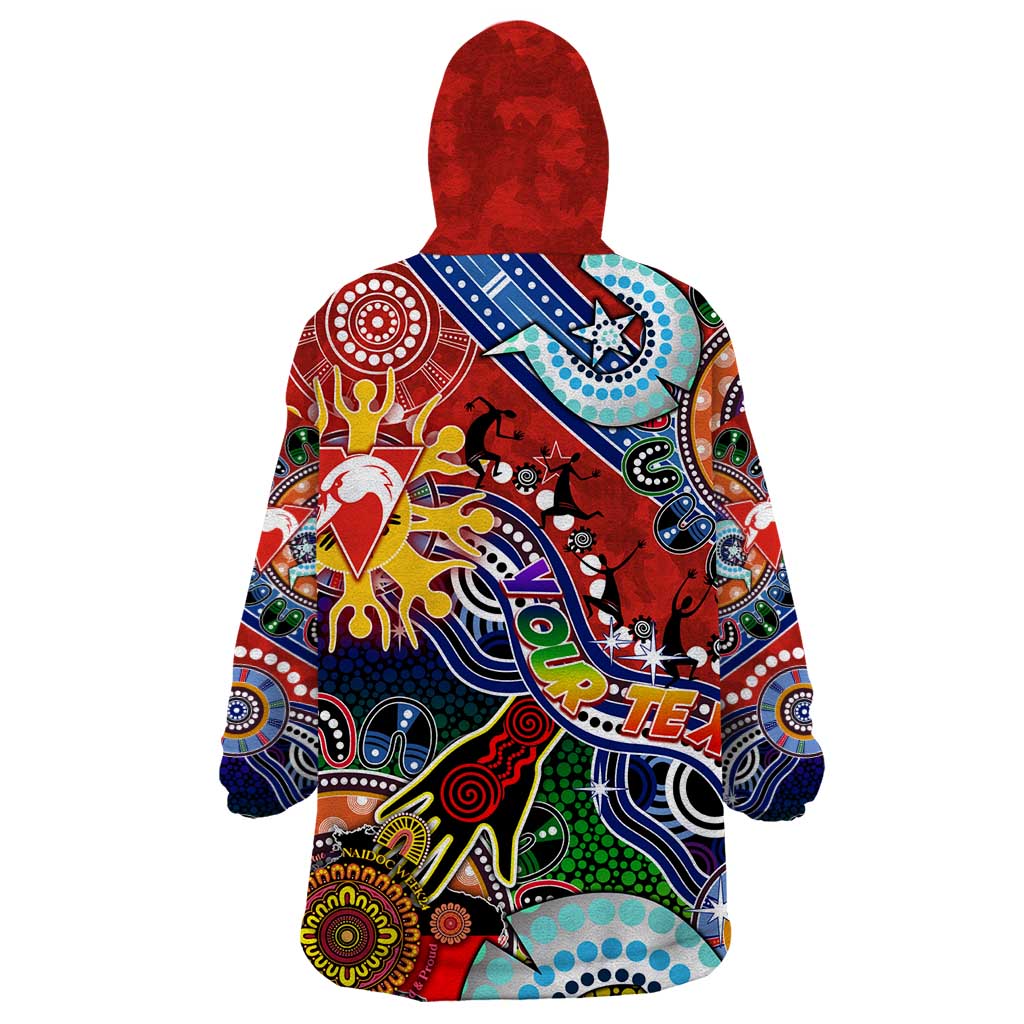 Custom NAIDOC Week 2024 Sydney Swans Wearable Blanket Hoodie Australia Aboriginal Dot Painting