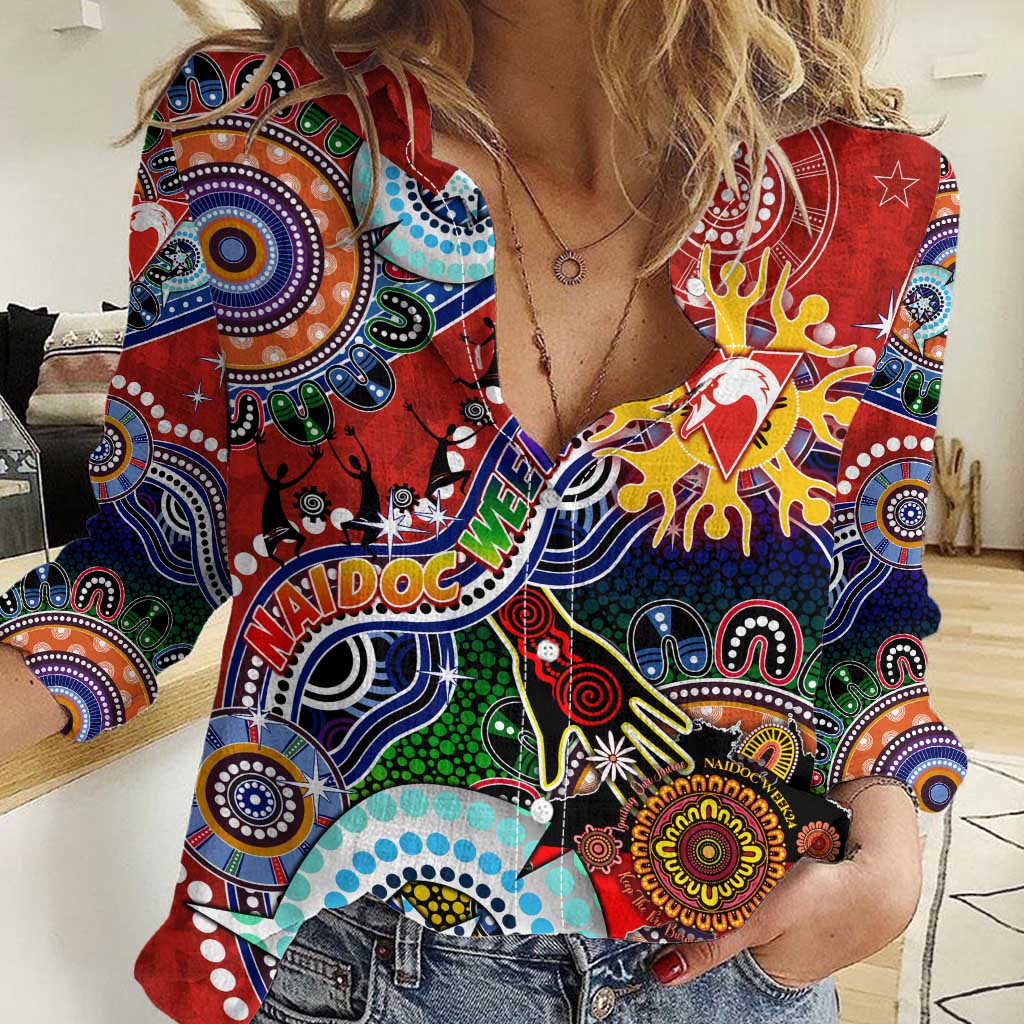 Custom NAIDOC Week 2024 Sydney Swans Women Casual Shirt Australia Aboriginal Dot Painting
