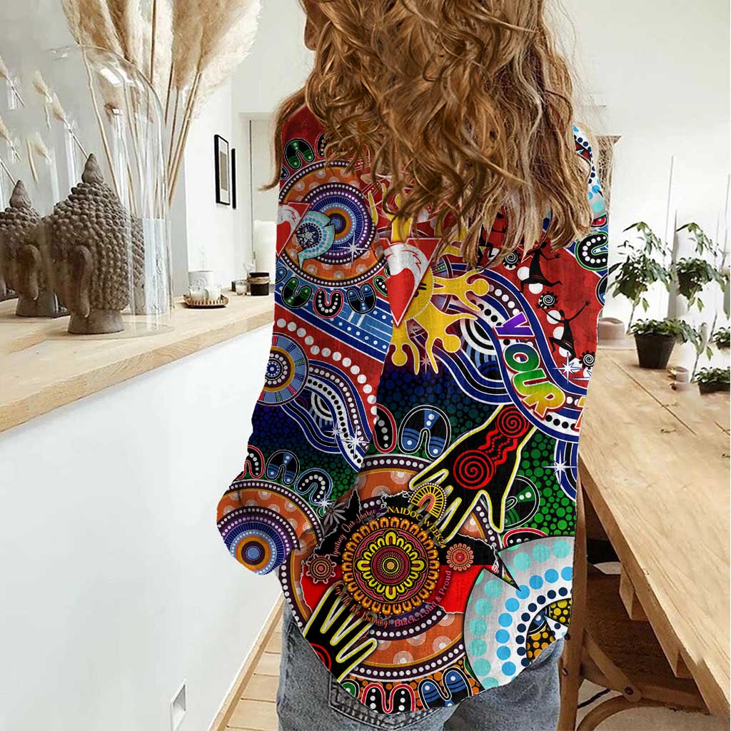 Custom NAIDOC Week 2024 Sydney Swans Women Casual Shirt Australia Aboriginal Dot Painting
