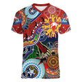 Custom NAIDOC Week 2024 Sydney Swans Women V-Neck T-Shirt Australia Aboriginal Dot Painting