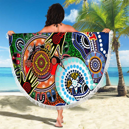 Custom NAIDOC Week 2024 West Coast Eagles Beach Blanket Australia Aboriginal Dot Painting