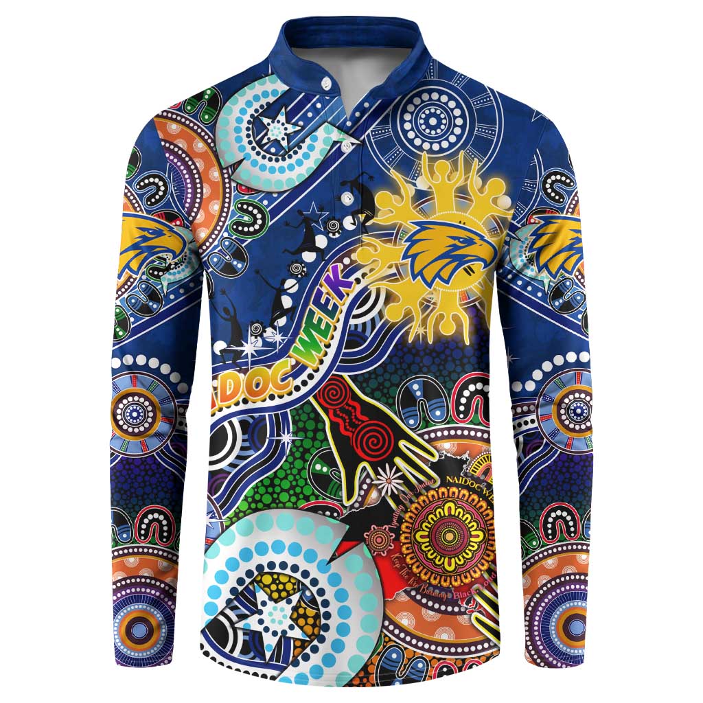 Custom NAIDOC Week 2024 West Coast Eagles Button Sweatshirt Australia Aboriginal Dot Painting