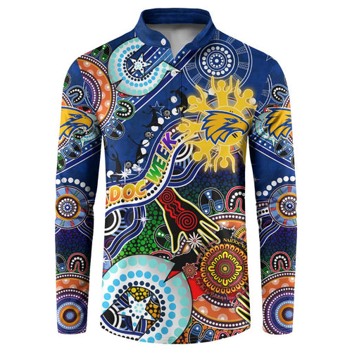 Custom NAIDOC Week 2024 West Coast Eagles Button Sweatshirt Australia Aboriginal Dot Painting