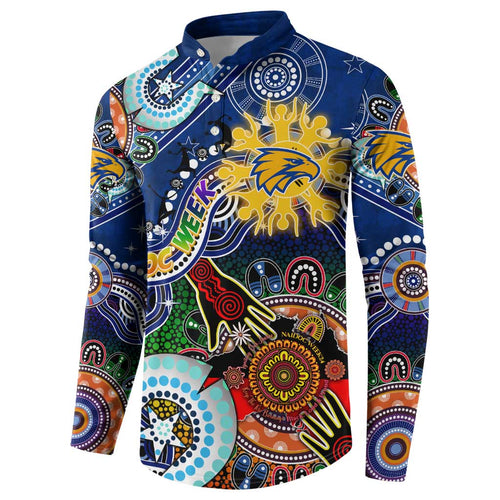 Custom NAIDOC Week 2024 West Coast Eagles Button Sweatshirt Australia Aboriginal Dot Painting