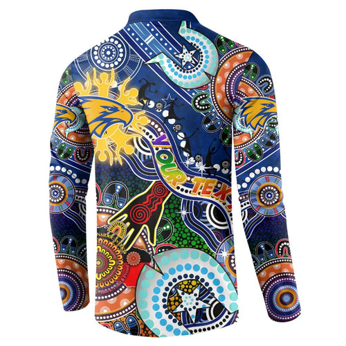 Custom NAIDOC Week 2024 West Coast Eagles Button Sweatshirt Australia Aboriginal Dot Painting
