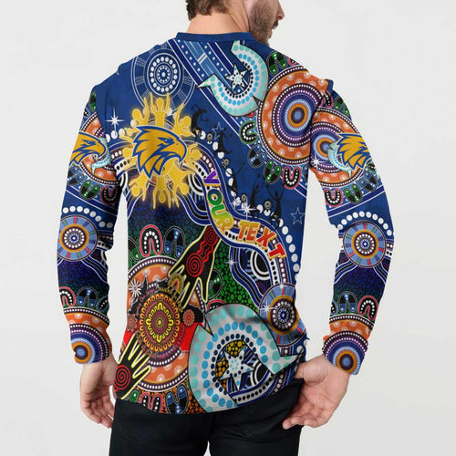 Custom NAIDOC Week 2024 West Coast Eagles Button Sweatshirt Australia Aboriginal Dot Painting