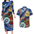 Custom NAIDOC Week 2024 West Coast Eagles Couples Matching Long Sleeve Bodycon Dress and Hawaiian Shirt Australia Aboriginal Dot Painting