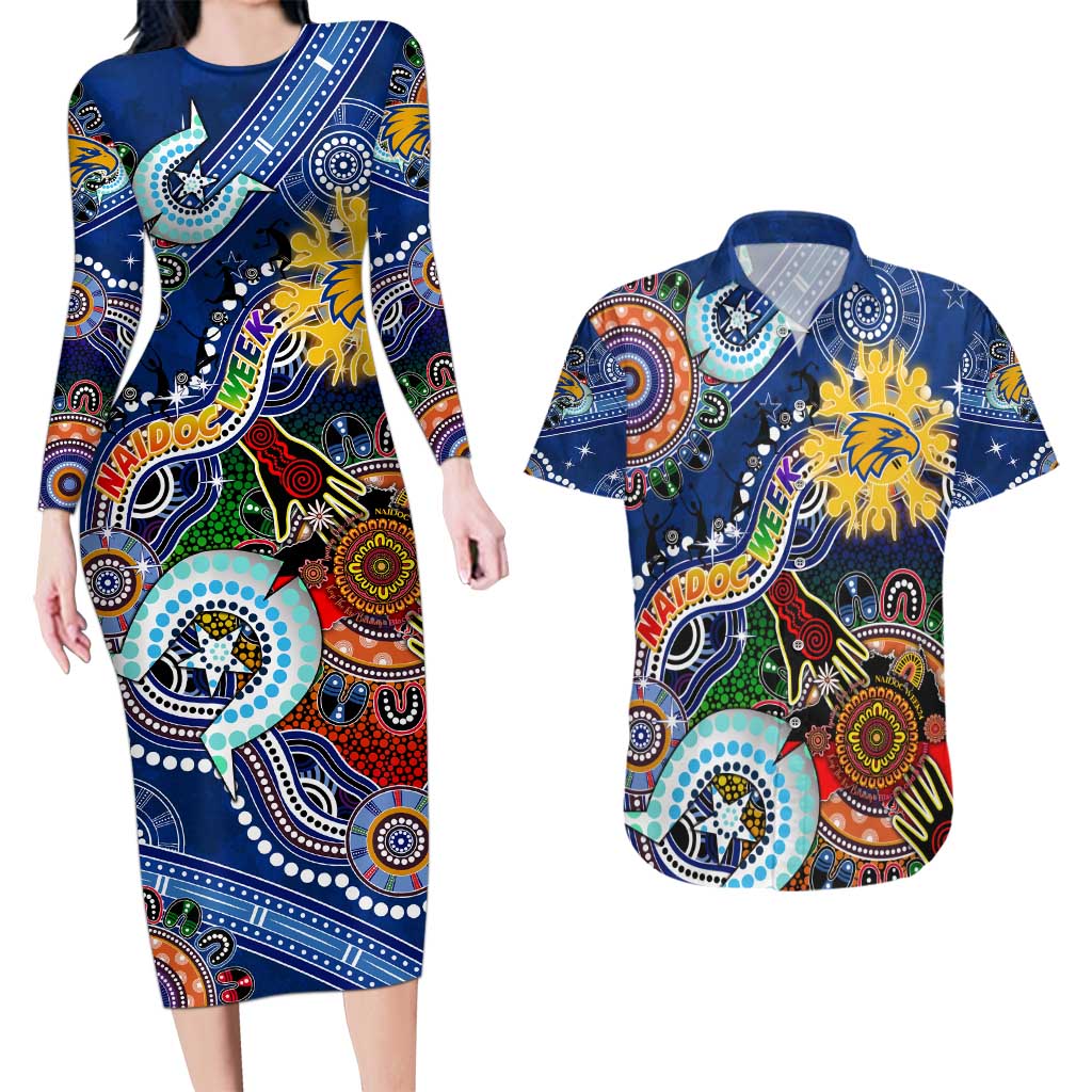 Custom NAIDOC Week 2024 West Coast Eagles Couples Matching Long Sleeve Bodycon Dress and Hawaiian Shirt Australia Aboriginal Dot Painting