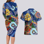 Custom NAIDOC Week 2024 West Coast Eagles Couples Matching Long Sleeve Bodycon Dress and Hawaiian Shirt Australia Aboriginal Dot Painting