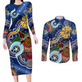 Custom NAIDOC Week 2024 West Coast Eagles Couples Matching Long Sleeve Bodycon Dress and Long Sleeve Button Shirt Australia Aboriginal Dot Painting