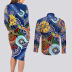 Custom NAIDOC Week 2024 West Coast Eagles Couples Matching Long Sleeve Bodycon Dress and Long Sleeve Button Shirt Australia Aboriginal Dot Painting
