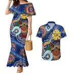 Custom NAIDOC Week 2024 West Coast Eagles Couples Matching Mermaid Dress and Hawaiian Shirt Australia Aboriginal Dot Painting