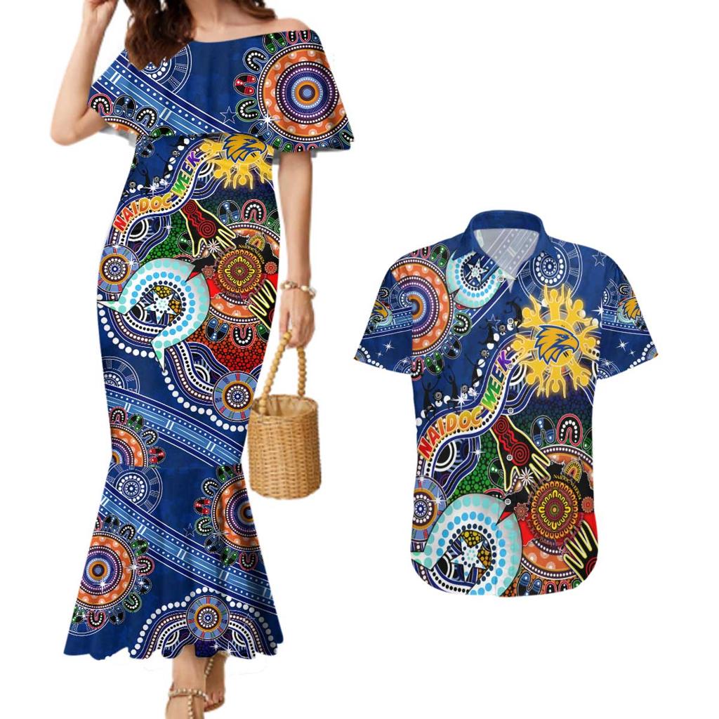 Custom NAIDOC Week 2024 West Coast Eagles Couples Matching Mermaid Dress and Hawaiian Shirt Australia Aboriginal Dot Painting