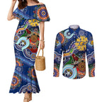 Custom NAIDOC Week 2024 West Coast Eagles Couples Matching Mermaid Dress and Long Sleeve Button Shirt Australia Aboriginal Dot Painting