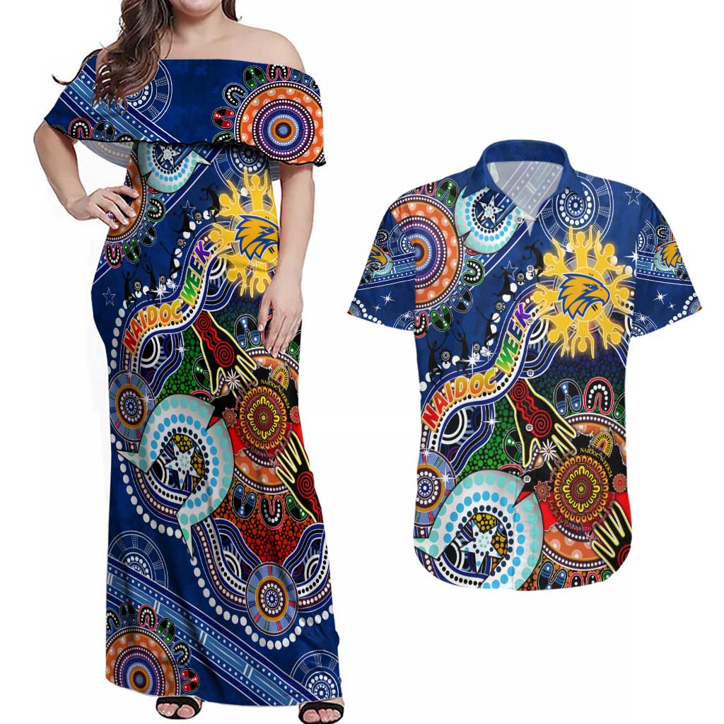 Custom NAIDOC Week 2024 West Coast Eagles Couples Matching Off Shoulder Maxi Dress and Hawaiian Shirt Australia Aboriginal Dot Painting