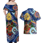 Custom NAIDOC Week 2024 West Coast Eagles Couples Matching Off Shoulder Maxi Dress and Hawaiian Shirt Australia Aboriginal Dot Painting