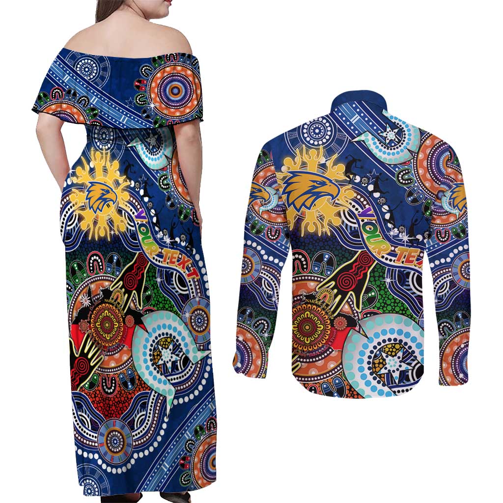 Custom NAIDOC Week 2024 West Coast Eagles Couples Matching Off Shoulder Maxi Dress and Long Sleeve Button Shirt Australia Aboriginal Dot Painting