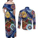 Custom NAIDOC Week 2024 West Coast Eagles Couples Matching Off Shoulder Maxi Dress and Long Sleeve Button Shirt Australia Aboriginal Dot Painting