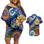 Custom NAIDOC Week 2024 West Coast Eagles Couples Matching Off Shoulder Short Dress and Hawaiian Shirt Australia Aboriginal Dot Painting